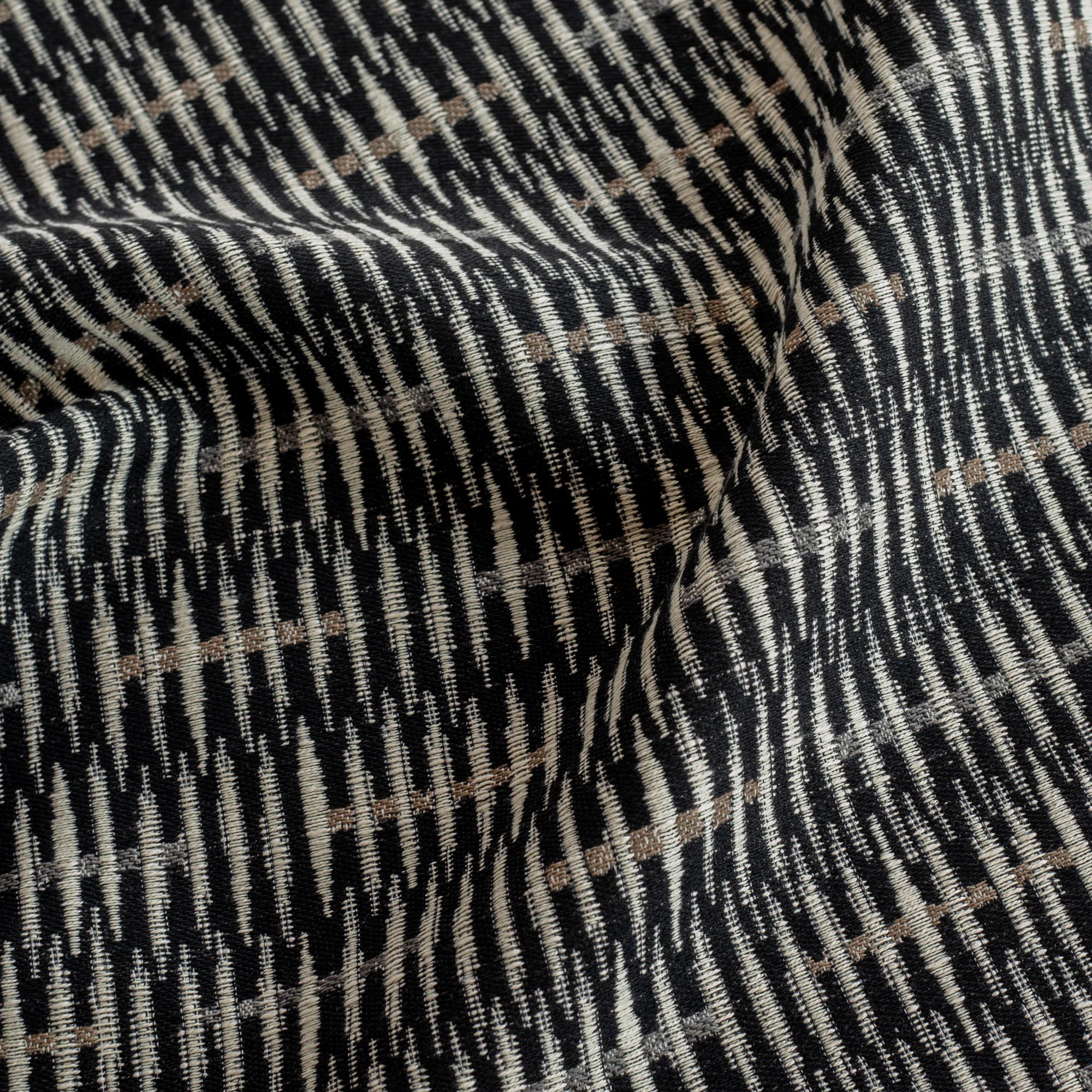 Bilbao carbon, a graphic black, brown and tan woven fabric from Tonic Living