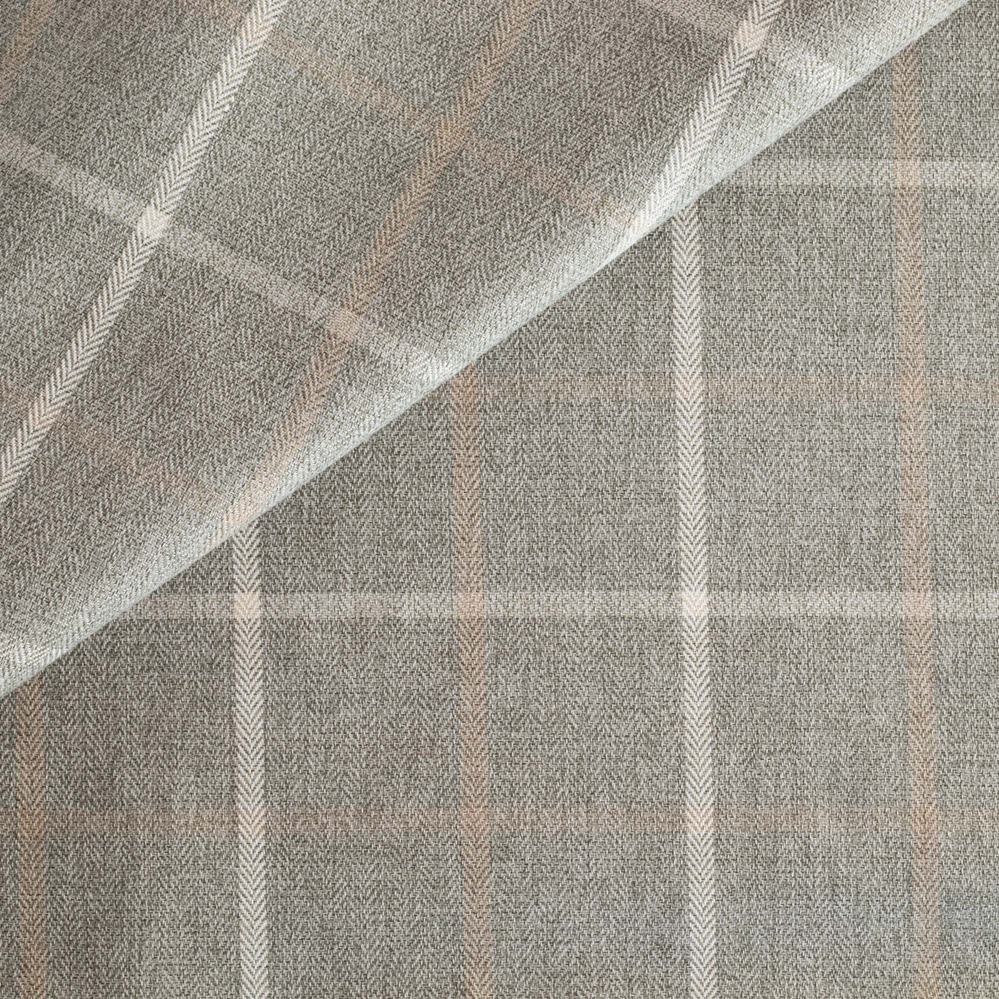 a heathered gray and cream plaid check home decor fabric