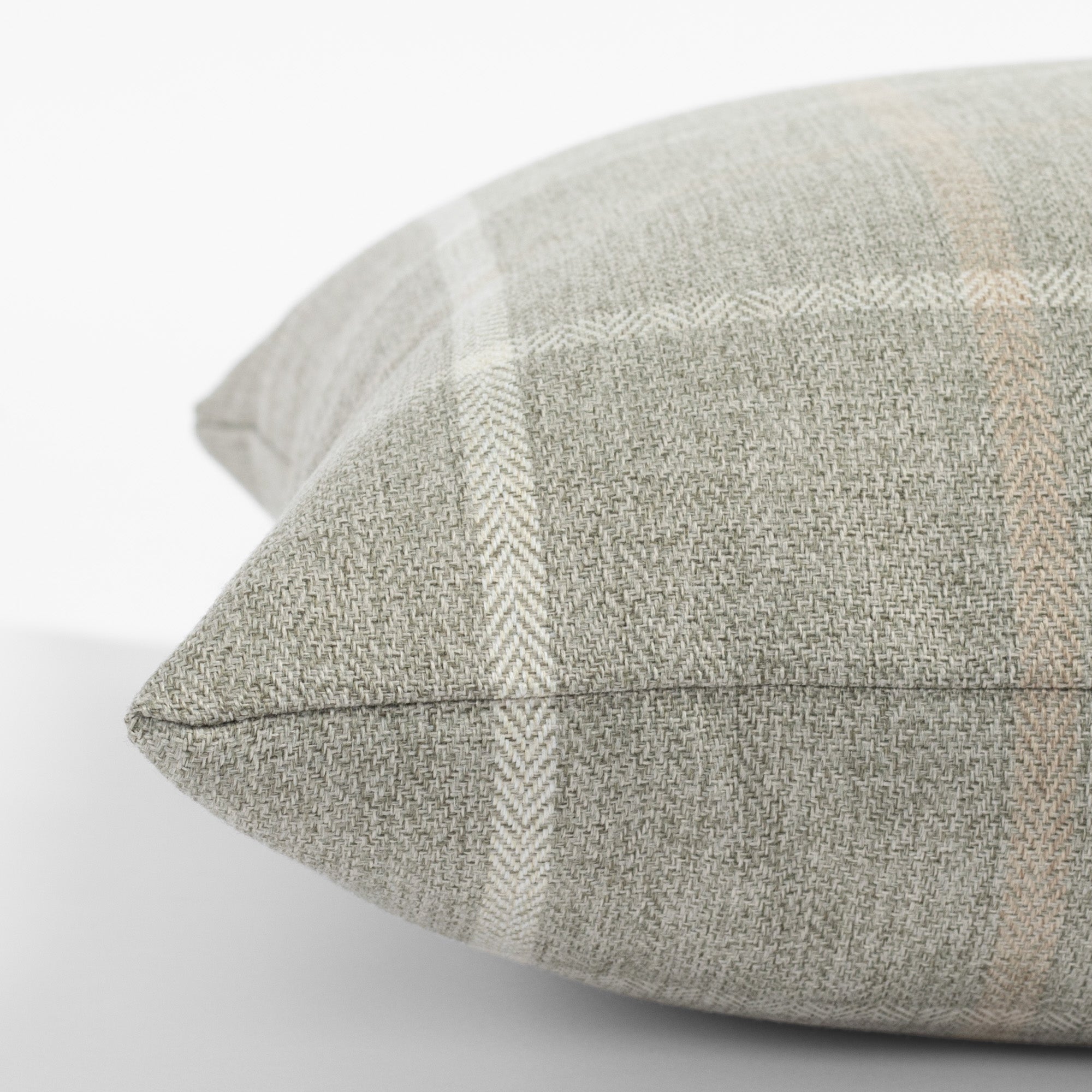 Camden gray plaid pillow : side view
