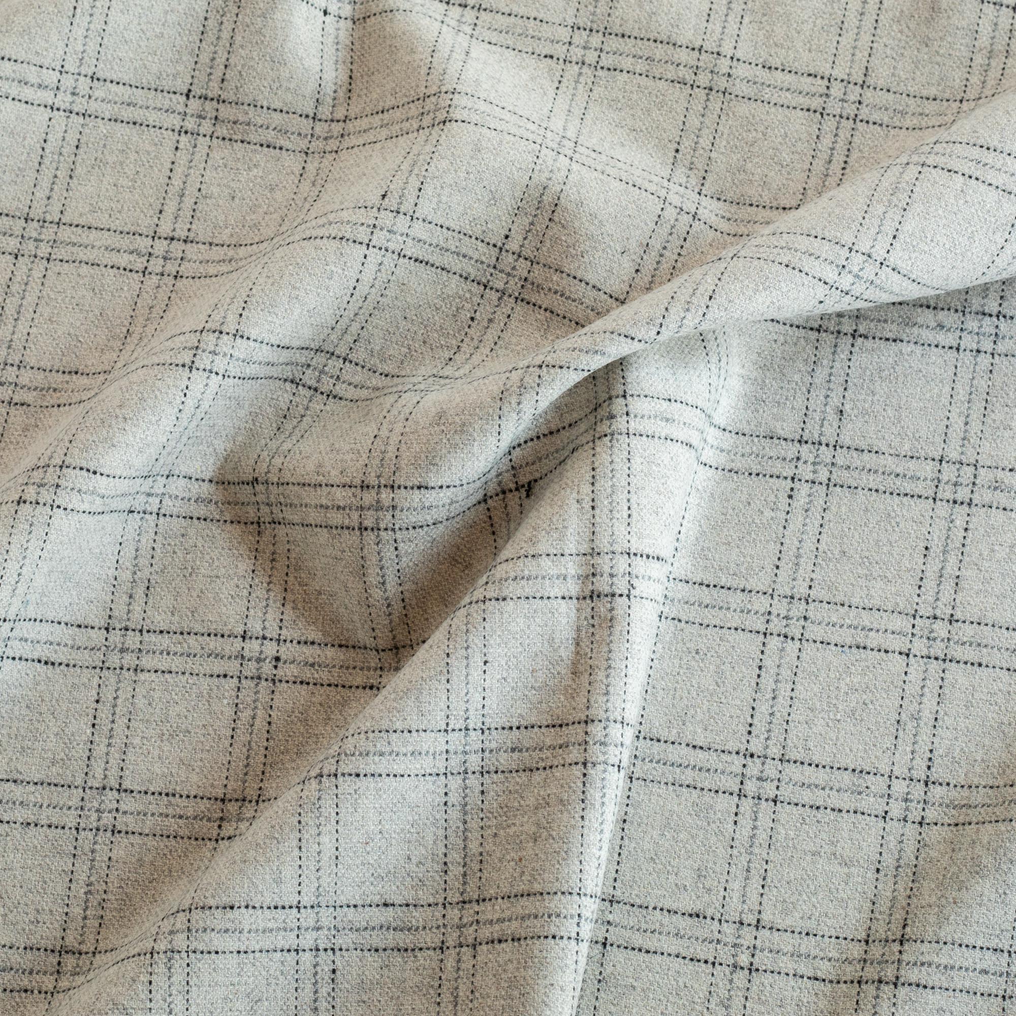 Dorset Plaid: a fog gray with fine blue and charcoal lines fabric