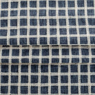 a dark blue and windowpane home decor fabric