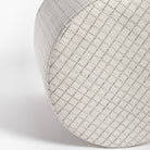 Keely Check Birch Ottoman, a cream and grey windowpane check round ottoman : top view
