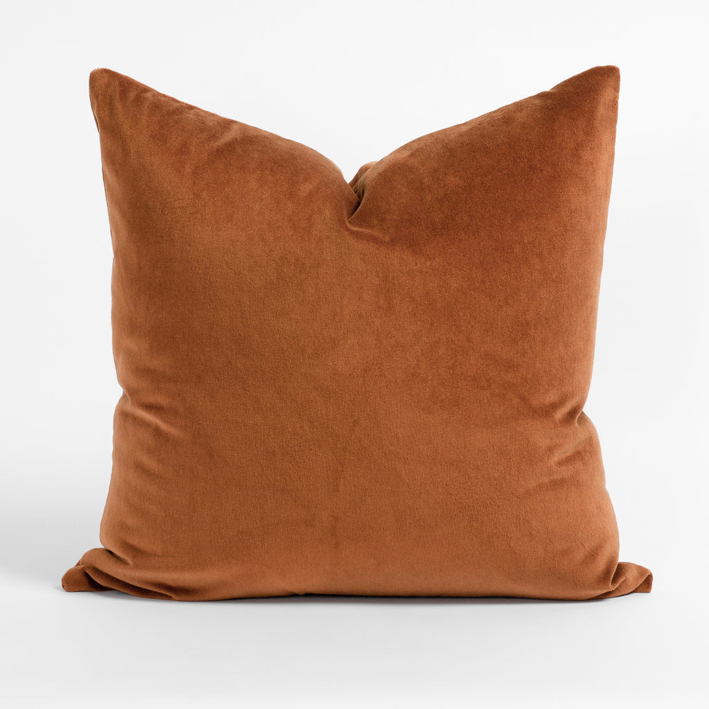 Mason Velvet Cognac, a rusty, burnt orange velvet pillow from Tonic Living