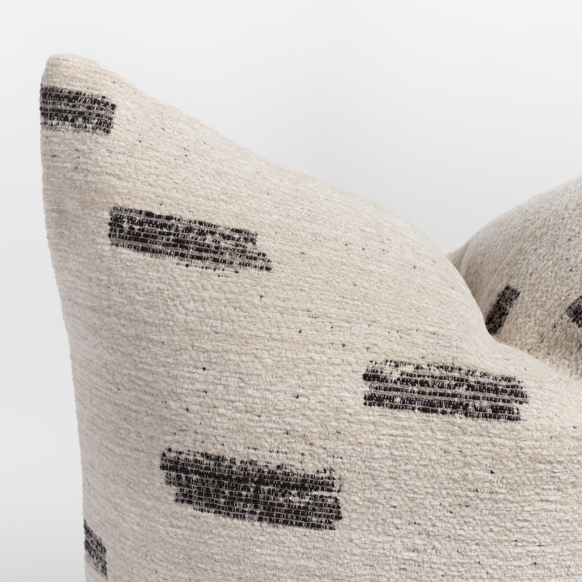 Stratus 20x20 Pillow Cream, a graphic cream and black pattern pillow : close up of corner