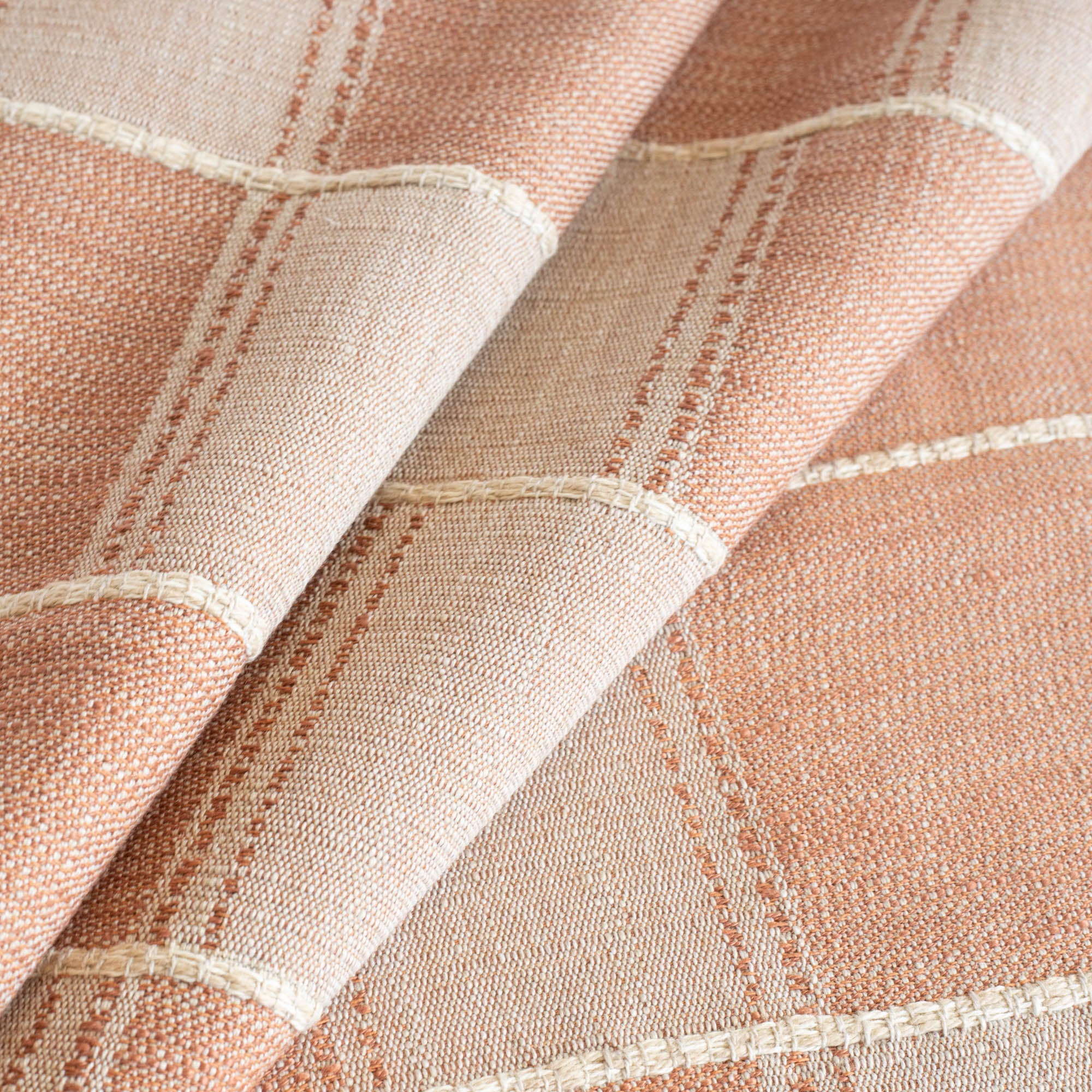 a sand and terracotta patchwork pattern designer home decor fabric