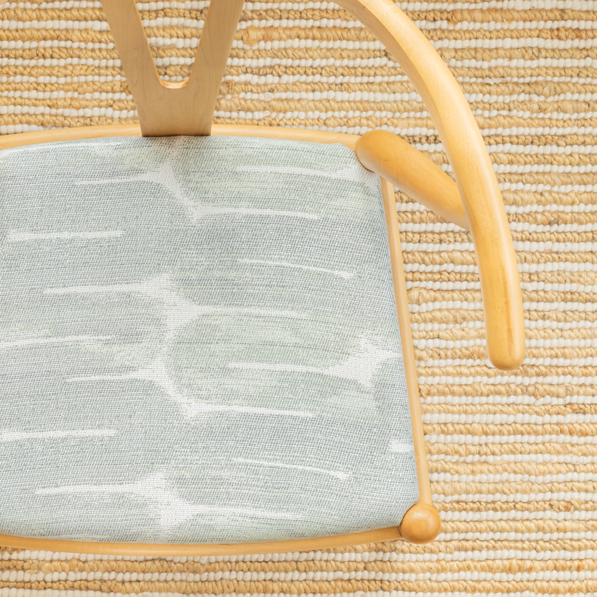 Yuma jade green and white swirl pattern upholstered chair seat