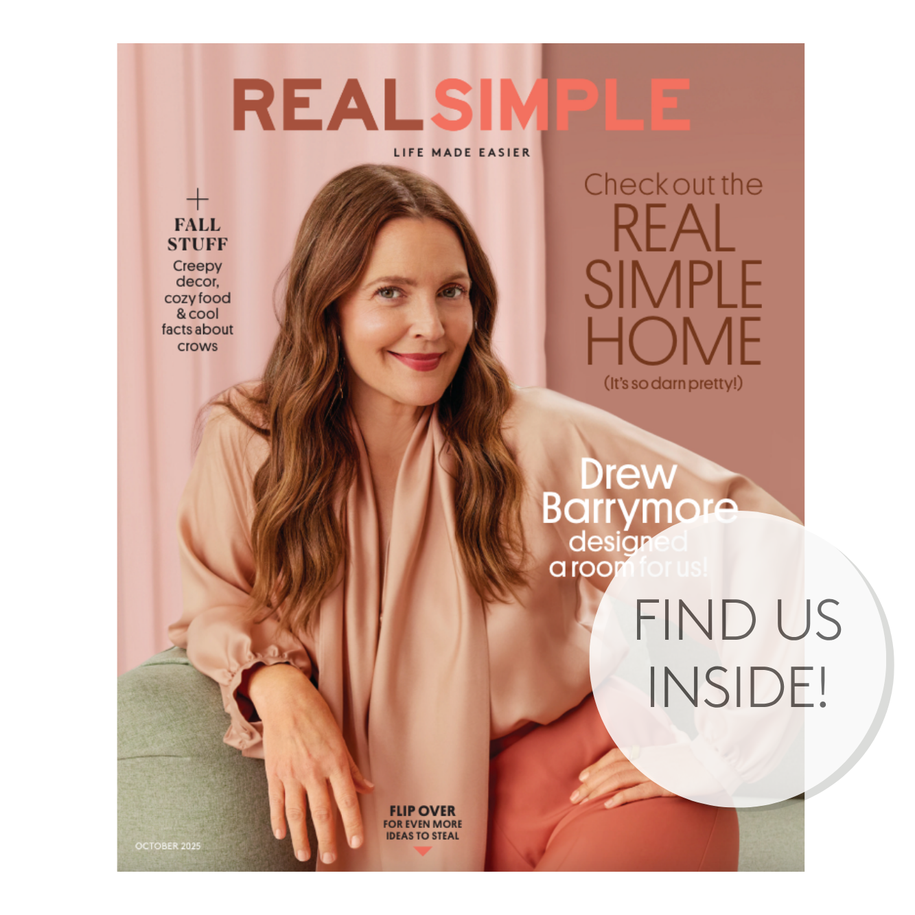 Real Simple Magazine October issue featuring Drew Barrymore