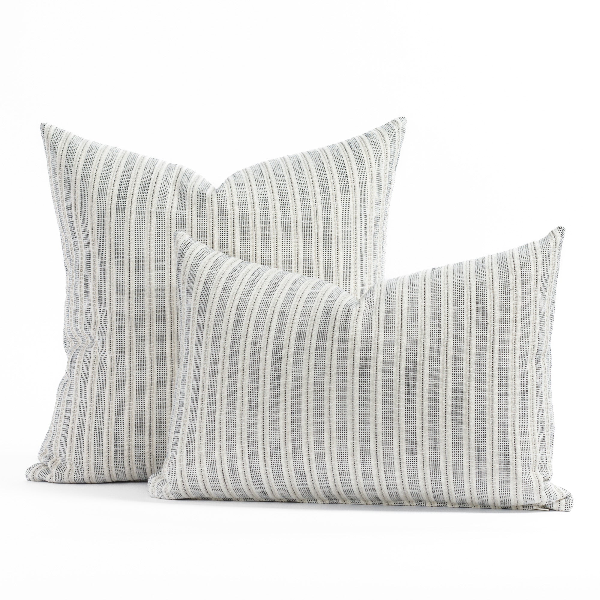 Amalfi stripe cream and black indoor outdoor pillows in two sizes