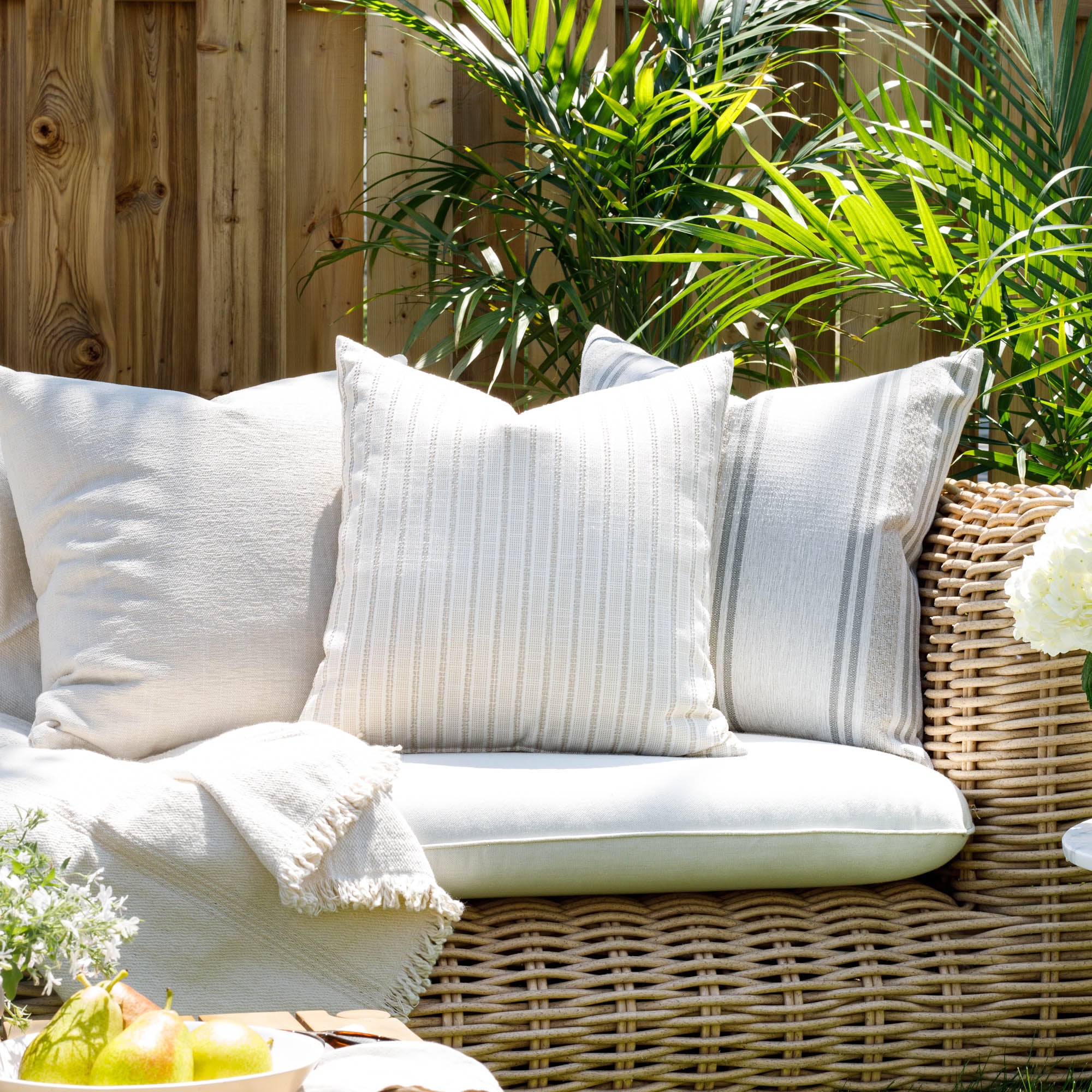 cream and sand beige outdoor throw pillows from Tonic Living