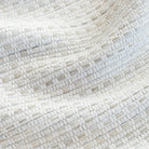 a white, oatmeal and gray basket weave textured upholstery fabric : close up view