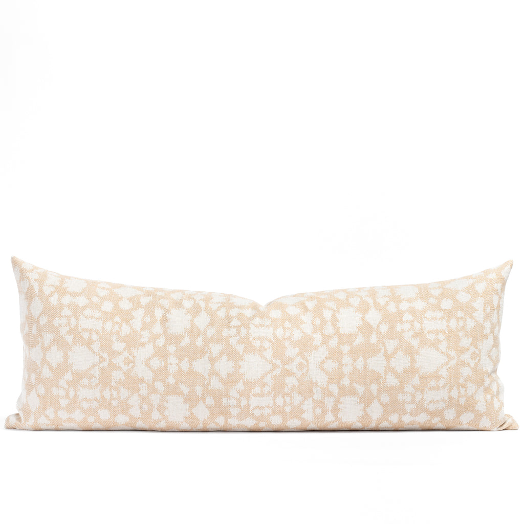 Astrid 16x42 Bolster Pillow cornsilk, a soft gold and cream abstract floral patterned bed lumbar throw pillow from Tonic Living