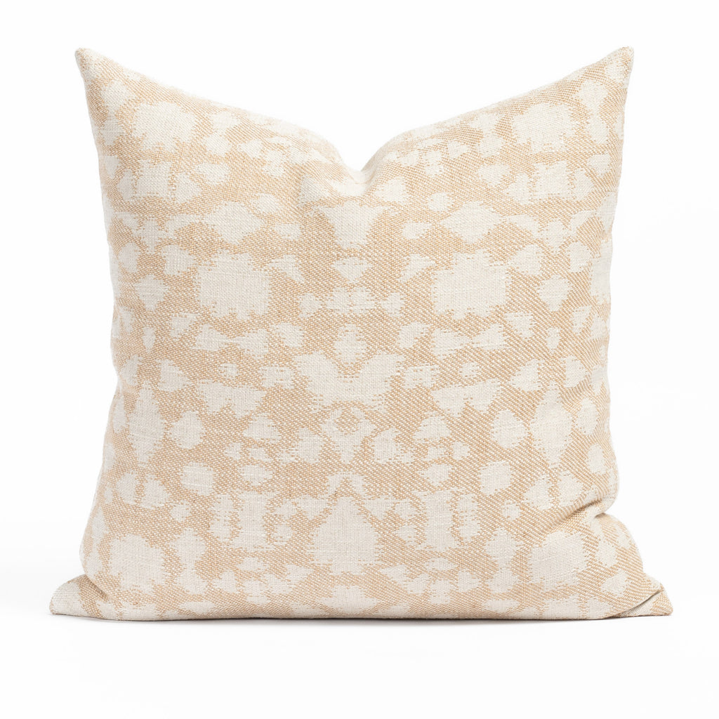 Astrid 20x20 Cornsilk, a warm gold and cream abstract botanical patterned throw pillow from Tonic Living