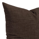Close up of Bedford 22x22 decorative cushion in rich coffee brown showcasing its soft chenille texture.