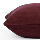 Side angle of Bedford Merlot accent pillow in wine red chenille with subtle stone-washed finish from Tonic Living.
