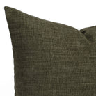 Close up of Bedford 22x22 decorative cushion in moss green showing soft chenille fabric texture.