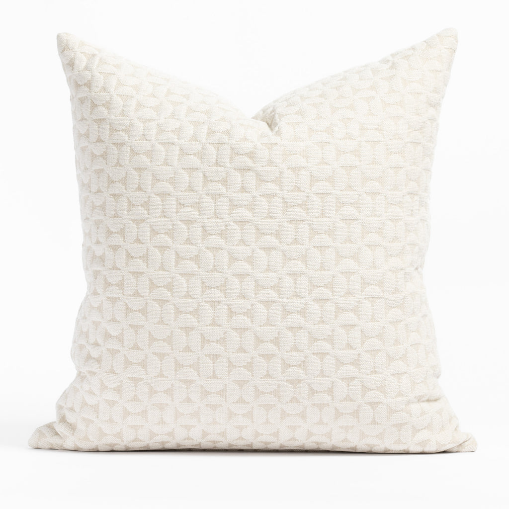 Bella 22x22 Pillow Pearl, a plush white geometric quilted patterned pillow from Tonic Living