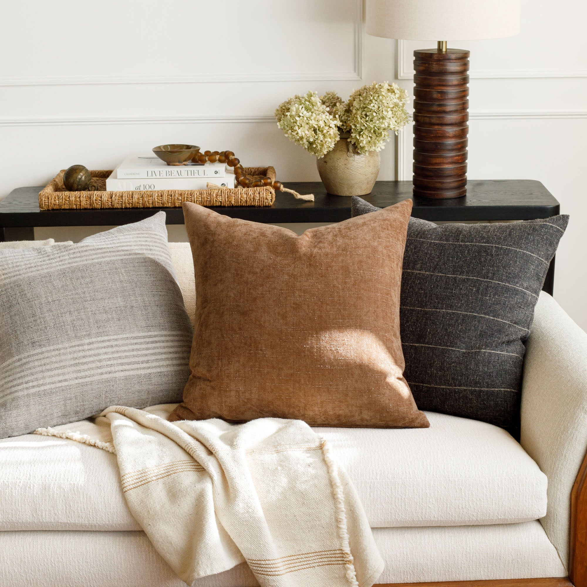 Blaine 22x22 Pillow, Cinnamon – Tonic Living