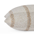 Side view of Buckley Wheat 15x32 lumbar pillow showing woven beige plaid texture – Tonic Living