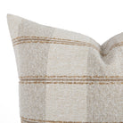 Close up of Buckley Wheat decorative cushion showing soft woven plaid texture – Tonic Living