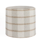 Buckley Wheat 18x16 round ottoman in neutral plaid check fabric – Tonic Living