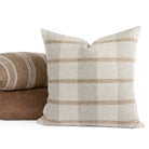 Buckley Wheat pillow with Acadia Stripe Cinnamon and Blaine Cinnamon pillows on white backdrop – Tonic Living