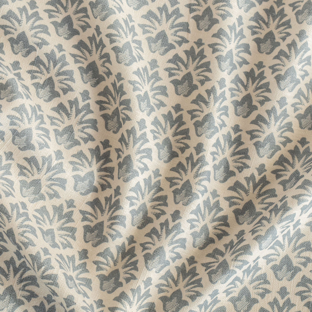 an earthy blue and sandy cream floral block print multi purpose fabric