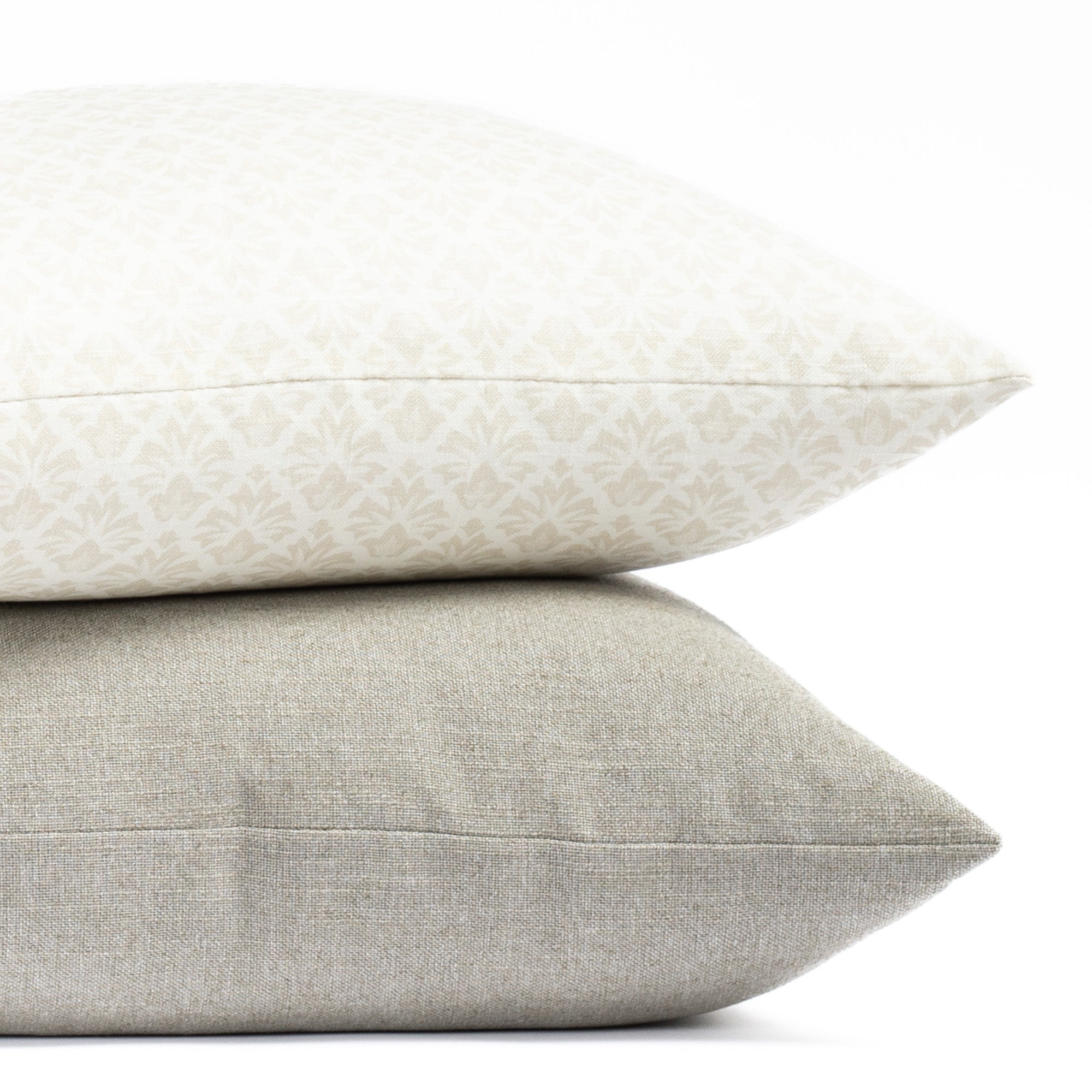 Calli Parchment and Oxford Sage throw pillow pairing