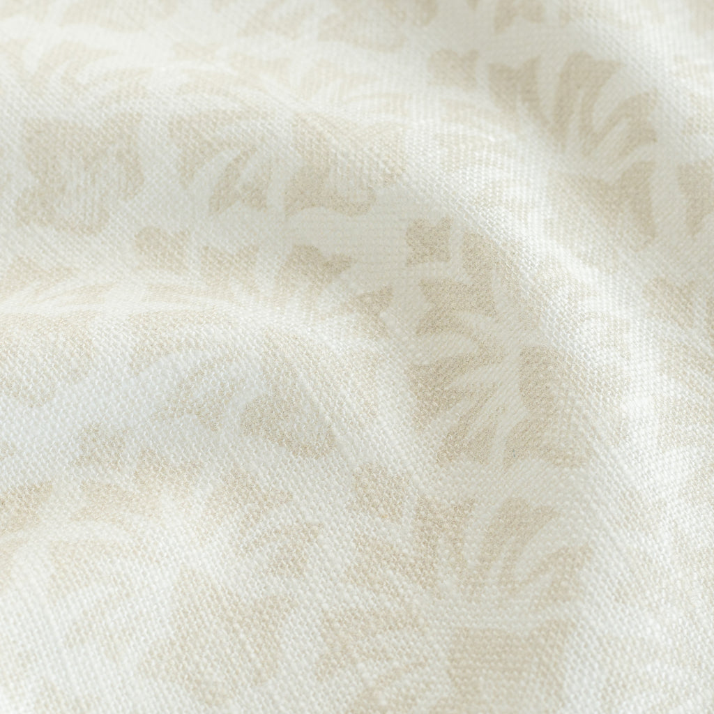 Calli Fabric Parchment, a putty and cream floral block print drapery fabric from Tonic Living