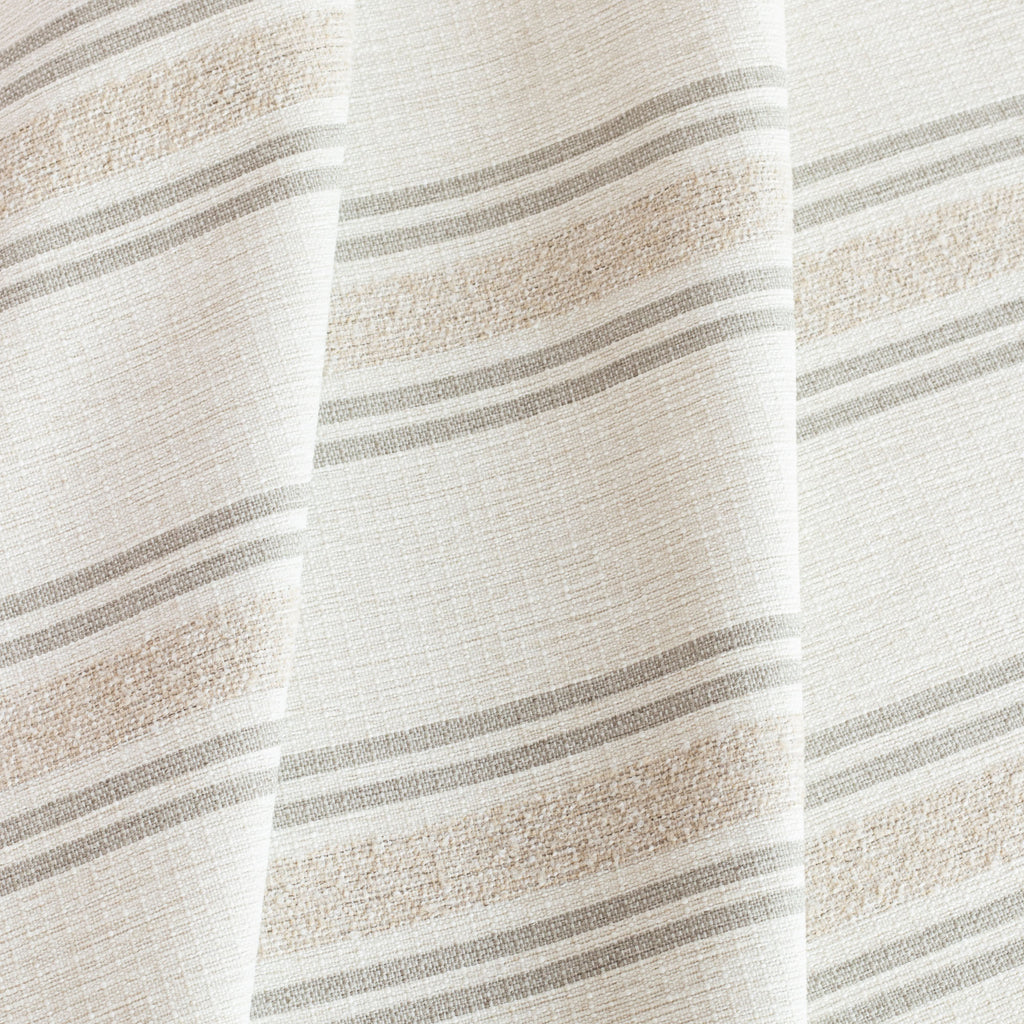 a white, cream and sandy taupe indoor outdoor varigated striped fabric : view 3