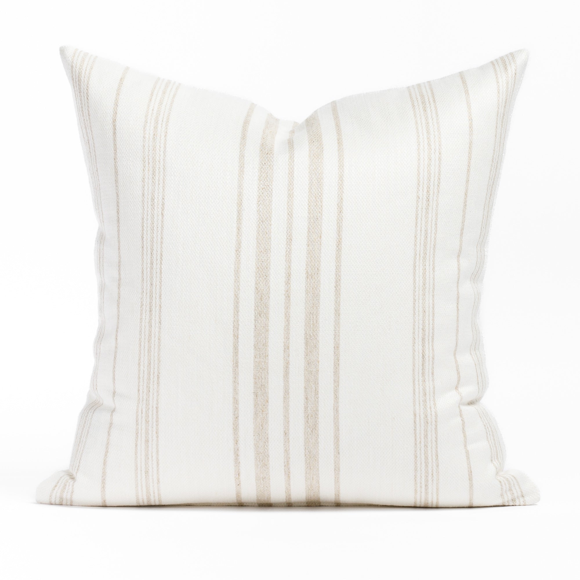 Collins Parchment 20x20 Pillow, a beige and white vertical stripe throw pillow from Tonic Living