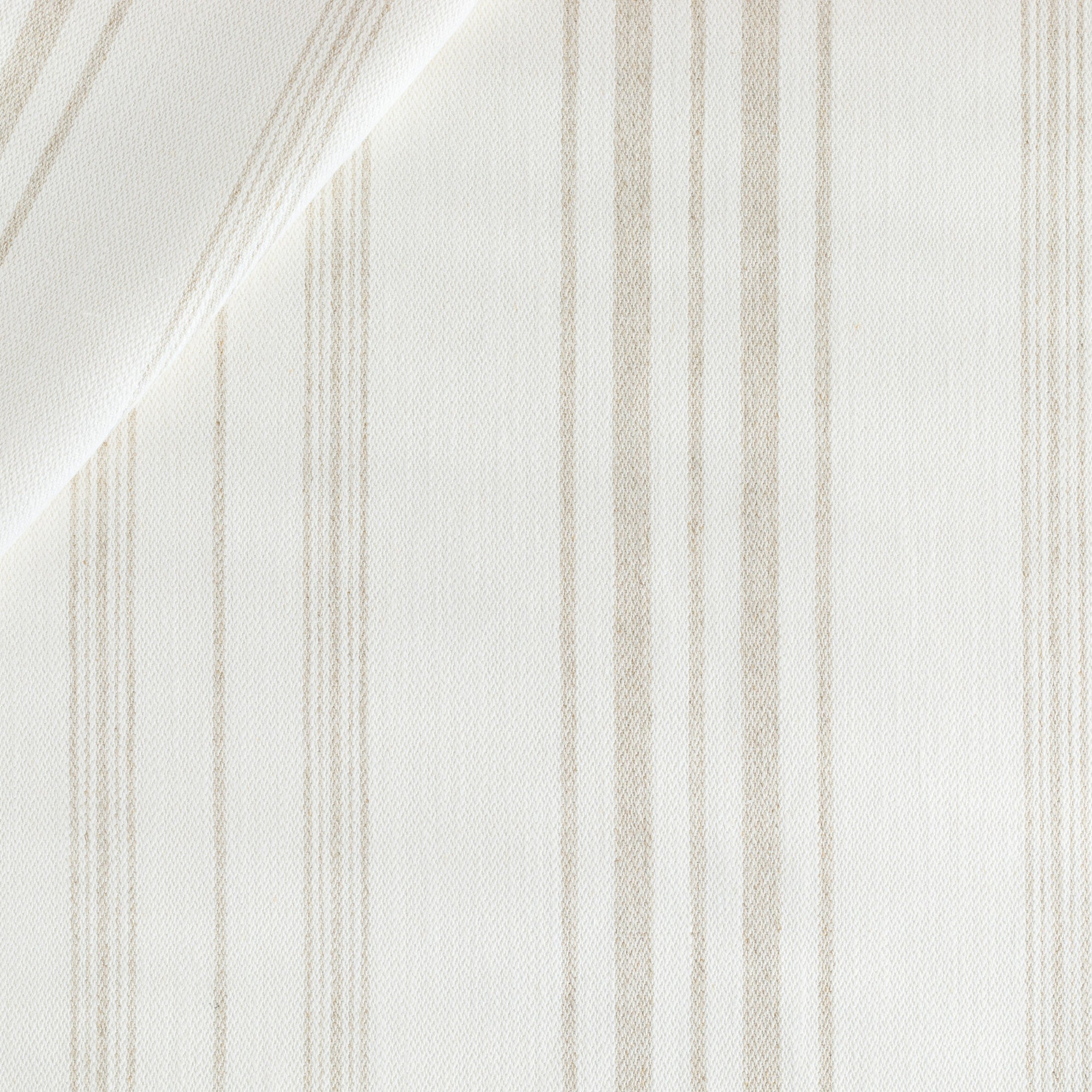 a white and beige vertical striped linen blend fabric