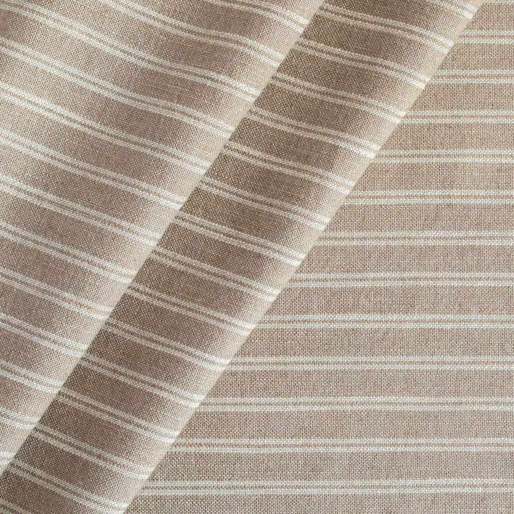 Conway Stripe Bark, a soft brown and cream striped upholstery and drapery fabric from Tonic Living