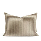 Tonic Living Crosby Stripe 14x20 Lumbar Pillow in Truffle, a brown and beige striped lumbar pillow with vertical stripes.