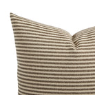 Close up of Tonic Living Crosby Stripe Truffle pillow showing brown and beige horizontal stripes and woven texture.