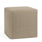 Tonic Living Crosby Stripe 16x16 Cube Ottoman in Truffle, a brown and beige striped upholstered ottoman.