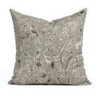 Tonic Living Cyprus 20x20 decorative throw pillow in smokey blue-grey with vintage flora and fauna print on textured linen