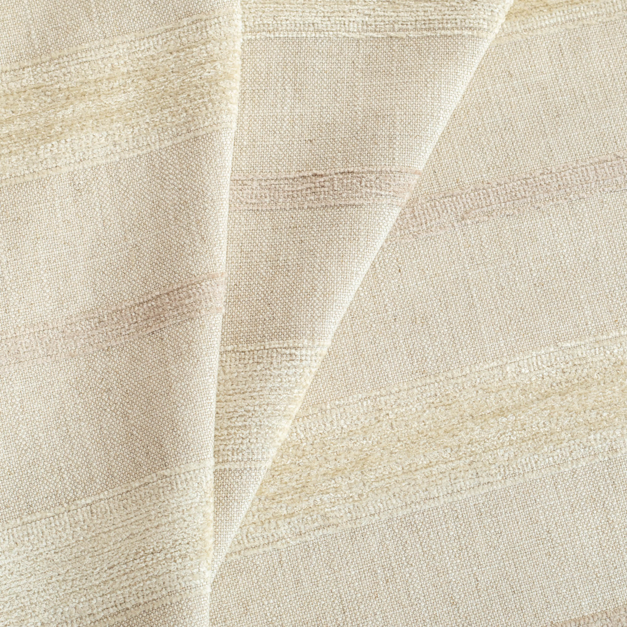 Ellis Natural, a cream and oatmeal beige horizontal wide-set chenille striped home decor fabric from Tonic Living