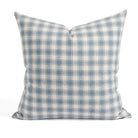 Tonic Living Emmett Plaid 20x20 pillow in Denim featuring a blue and white small-scale check.