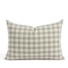 Tonic Living Emmett Plaid 14x20 lumbar pillow in Sage featuring a light green and white small-scale check.
