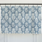 a blue and white batik inspired, large scaled floral print drapery fabric from Tonic Living
