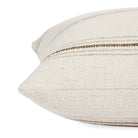 Side view of Tonic Living Gibson Stripe Birch decorative lumbar cushion highlighting its wide-set neutral stripe pattern.