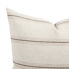 Close up of Tonic Living Gibson Stripe Birch pillow showing beige and brown stripes with fine woven linear details.