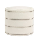 Tonic Living Gibson Stripe 18x16 Round Ottoman in Birch, a beige and brown striped upholstered ottoman.