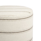 Close up of Tonic Living Gibson Stripe Birch ottoman showing beige and brown striped upholstery with fine woven details.
