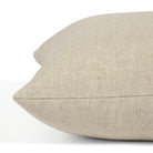 Side view of Tonic Living Hampton Oatmeal decorative pillow highlighting its warm neutral Belgian linen look.