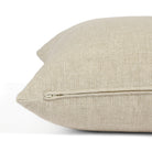 Side zipper detail of Tonic Living Hampton 22x22 throw pillow in soft oatmeal beige.