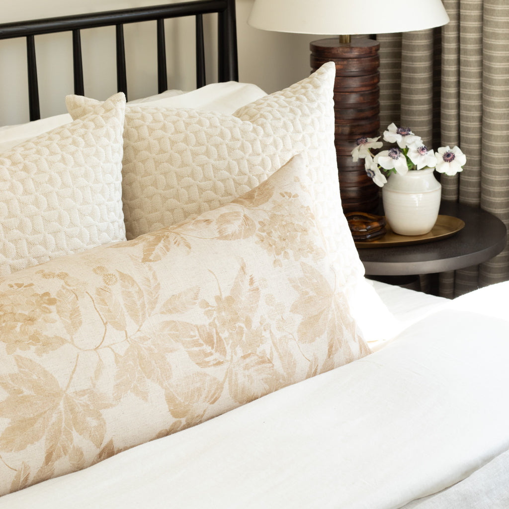 Cream and ochre brown bed pillows