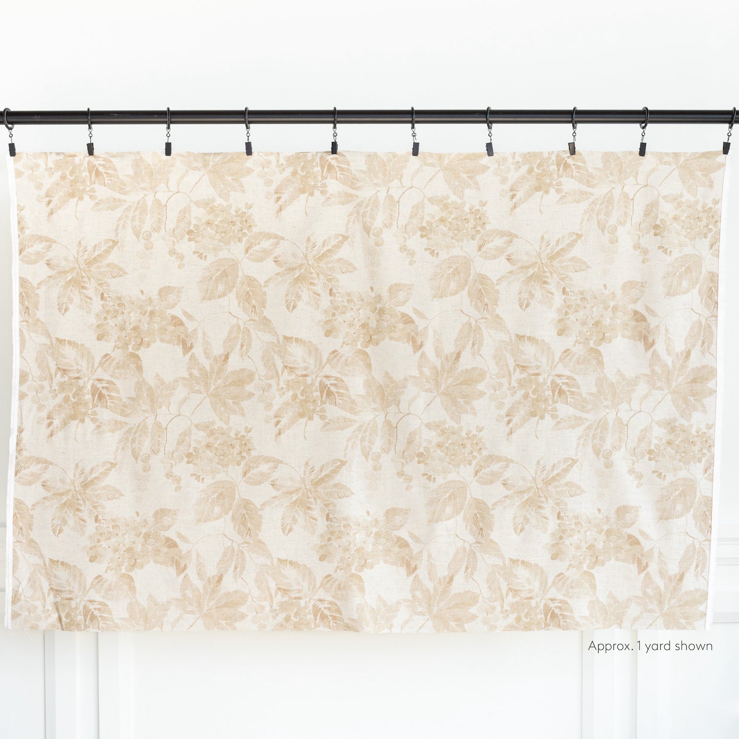 a tonal oatmeal cream and soft ochre brown floral print fabric : one yard