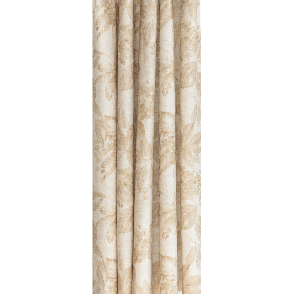 a tonal oatmeal cream and soft ochre brown botanical print drapery fabric from Tonic Living