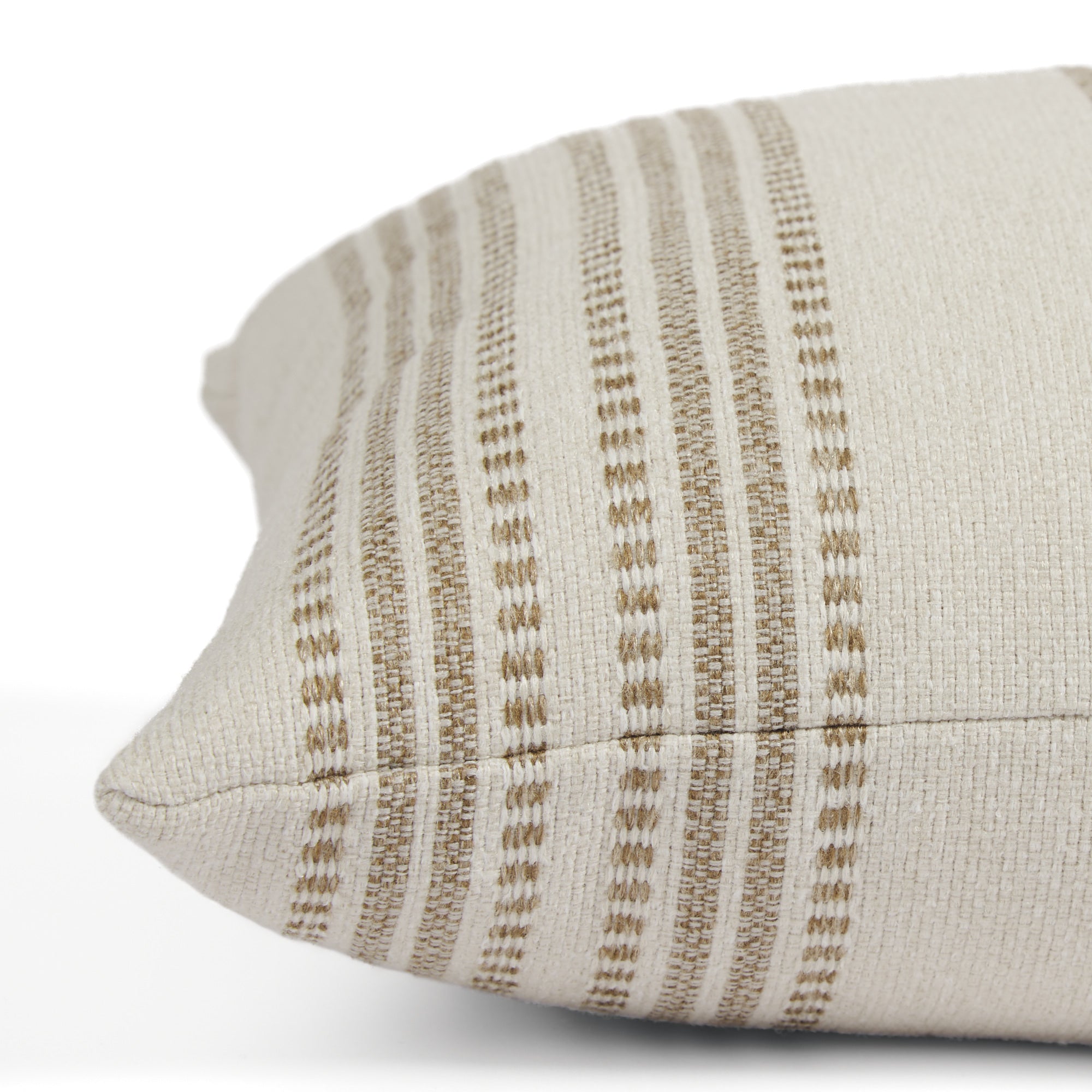 Side view of Tonic Living Hopper Stripe extra large lumbar pillow highlighting its textured layered stripe design.